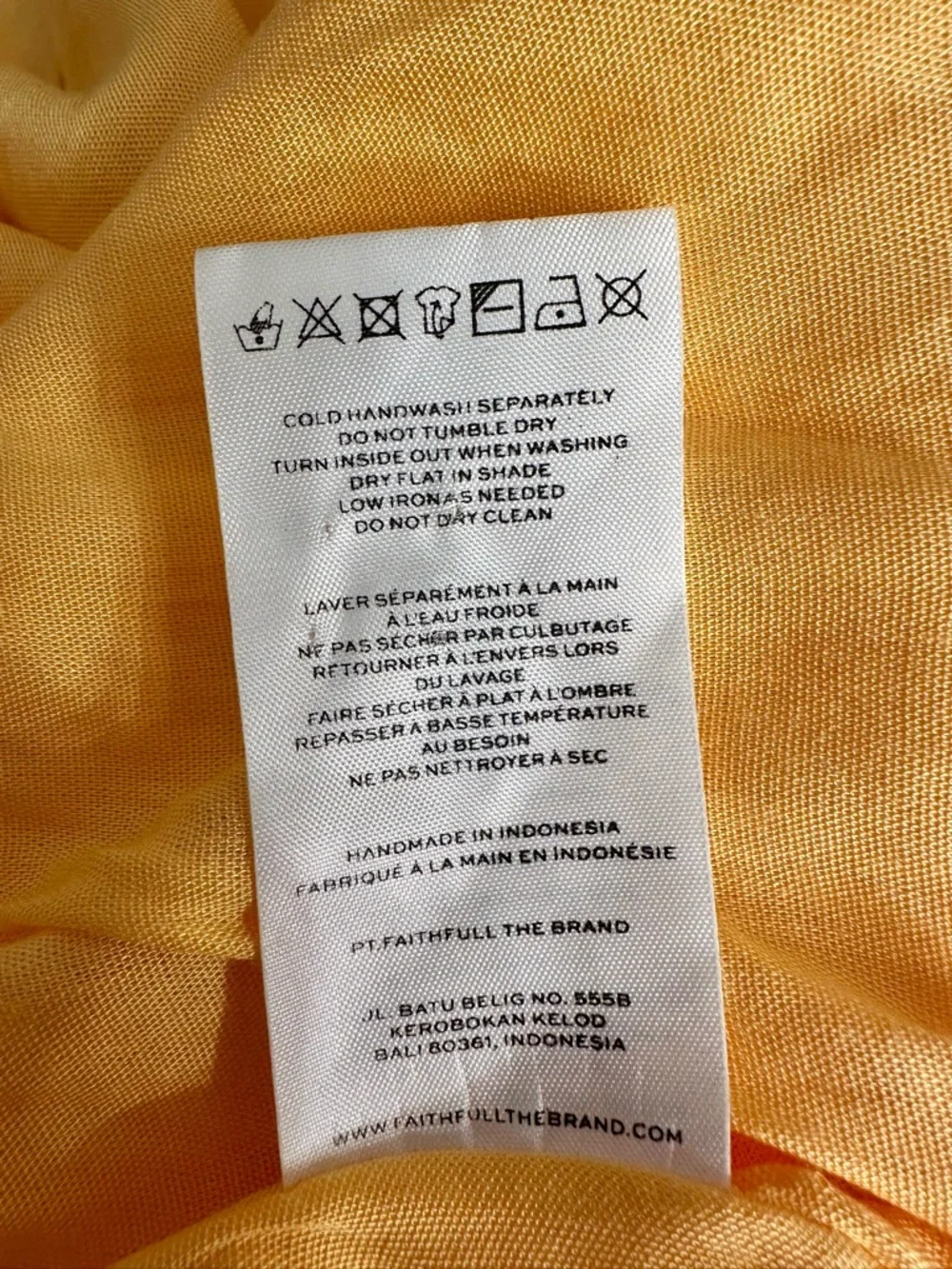 Faithfull the Brand Linen Gauze Mini Dress Yellow Open Back Resort Size 8 NWT - Picture 9 of 10